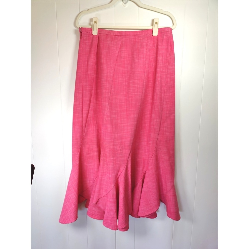 Pink Coral Mermaid Tulip Hem Midi Skirt Retro Pinup Coquette Waist 32 - Picture 4 of 6